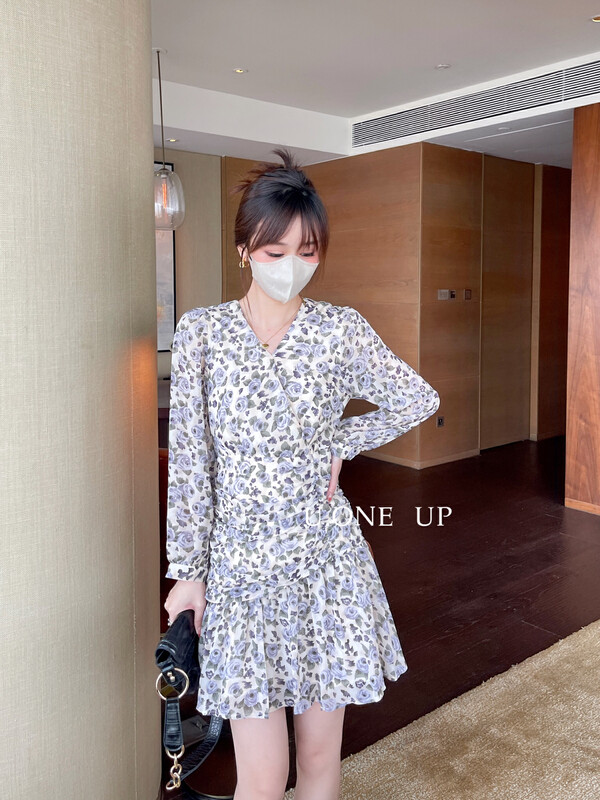早春上款!【UONE】法式優雅碎花連衣裙  098253#  LSL