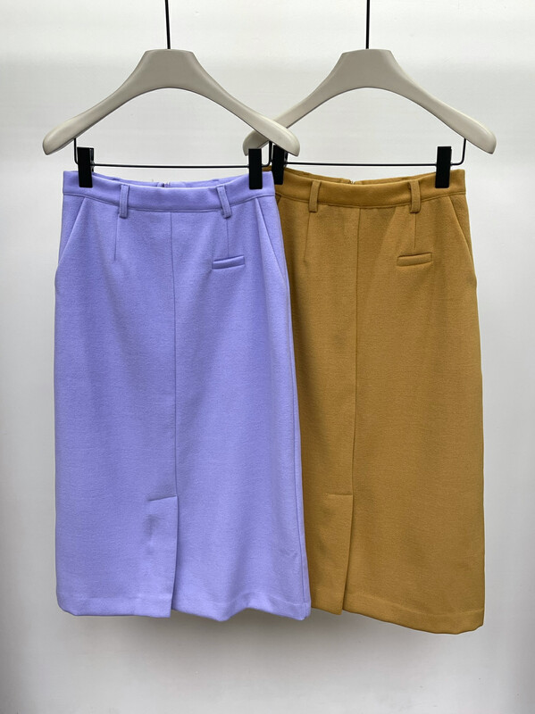 【TRUSTME】Korean thick woolen slit skirt 40398
