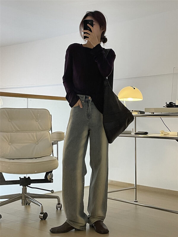 2023 early spring new!【CLEAN SPACE】retro mopping personalized all-match jeans 35395# CLS