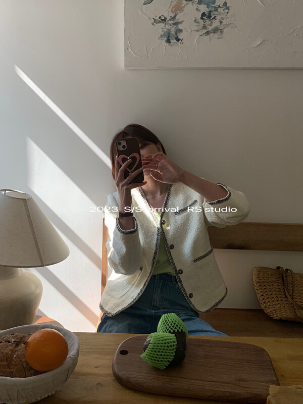 2023 early spring new style!【RS】French style V-neck ribbon short jacket LL1200# FHX