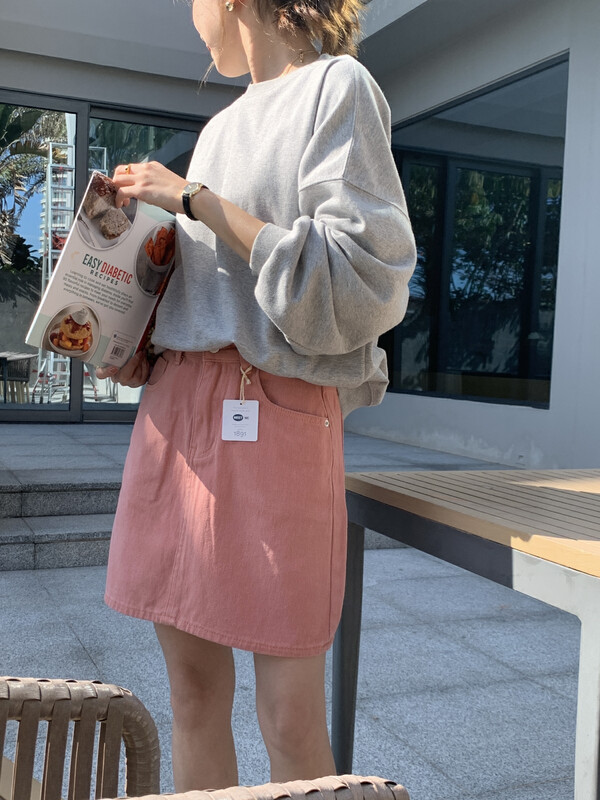 2023 early spring new! 【MEET ME】Korean version of a-line slim denim skirt 61666# L