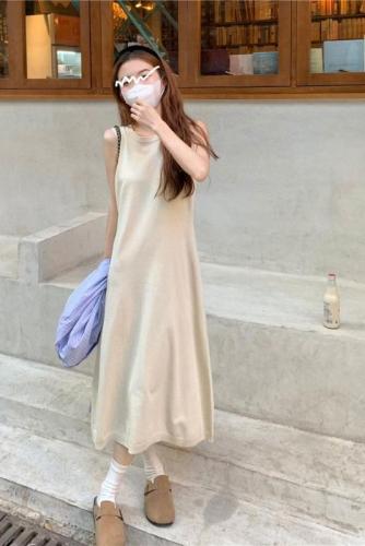 Real price real shot Spring new style~ Lazy wind knit dress loose round neck vest long skirt female