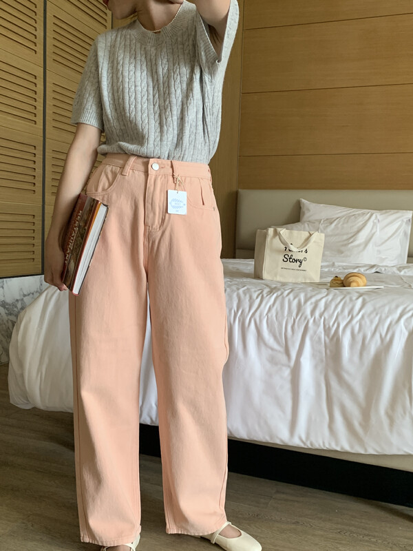 2023 early spring new! [MEET ME] Straight loose retro slim jeans 61659# L