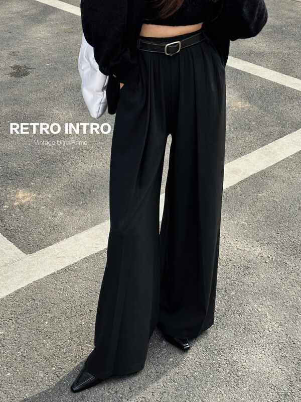 【RIN】Korean temperament loose and thin wide-leg casual pants (with belt) R30021# CLS
