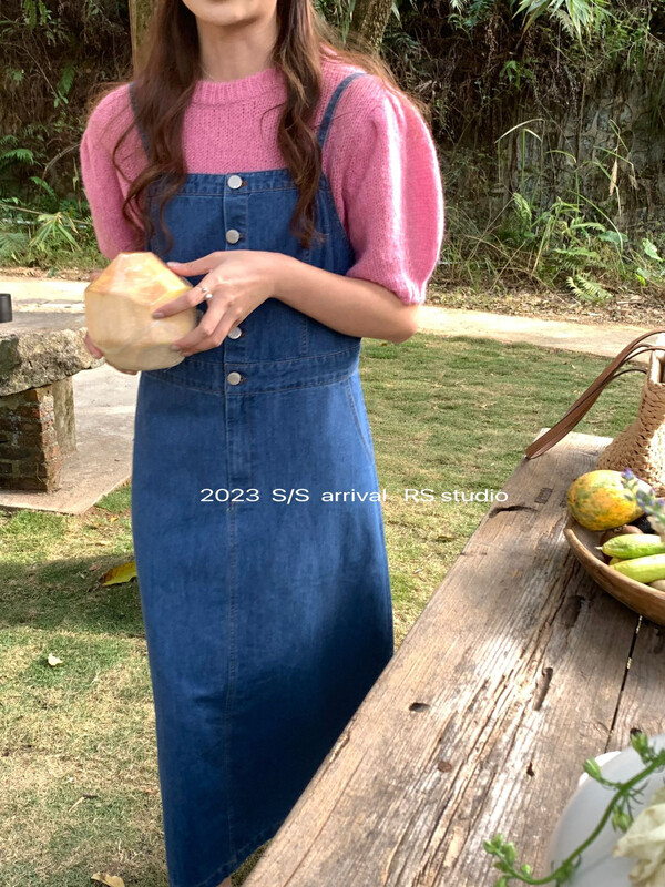 【RS】Vertical button denim denim skirt LL0392# FHX