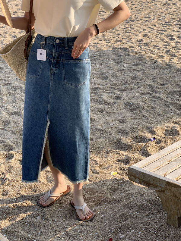 2023 early spring new! [MEET ME] all-match pocket design denim skirt M61685# L