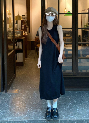 Real price real shot Spring new style~ Lazy wind knit dress loose round neck vest long skirt female