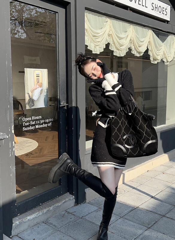 【FEI MAO】Premium Sense Fragrance Style Knitted Skirt Looks Slim and Niche Trendy Suit Z-3212