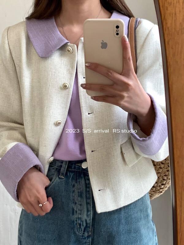 2023 early spring new style!【RS】Color contrast splicing small fragrance short jacket LL0362# FHX