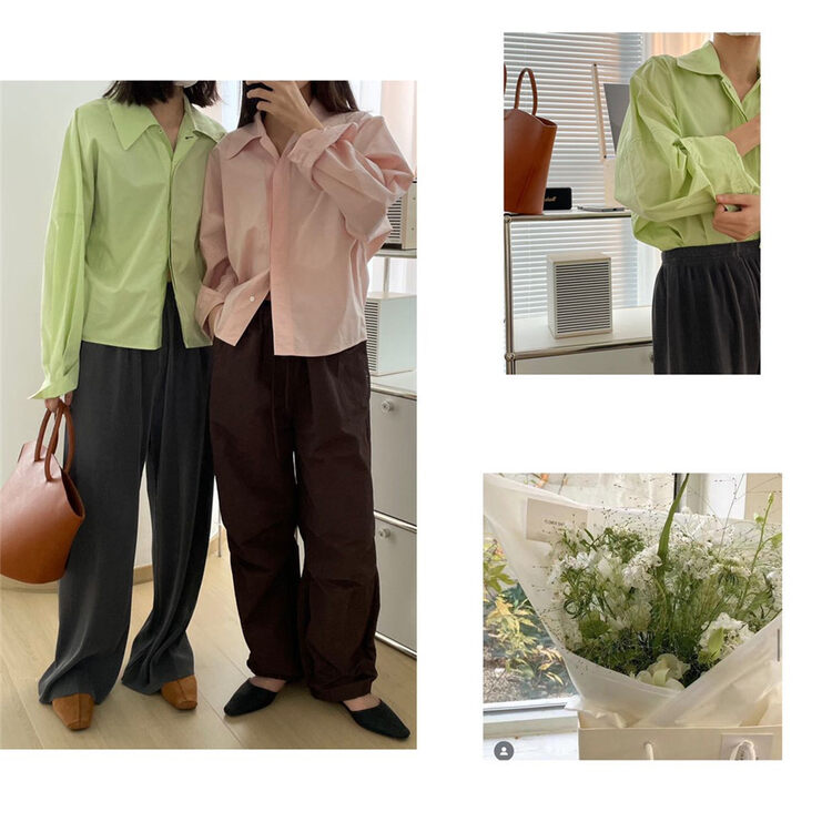 2023 early spring new! 【CLEAN SPACE】candy color Korean style button-down shirt 33776# CLS