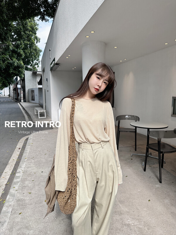 【RIN】Gentle and lazy style comfortable loose all-match long-sleeved T-shirt R30062# CLS