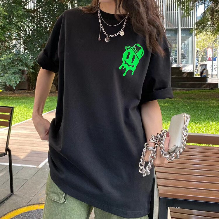 2023 early spring new!【YT】Green Light Fairy silhouette cartoon print short-sleeved T-shirt T51772# PCZ