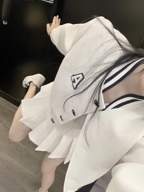 2023 early spring new! 【JH】Letter baseball collar short jacket + pleated skirt two-piece suit 43479# PCZ