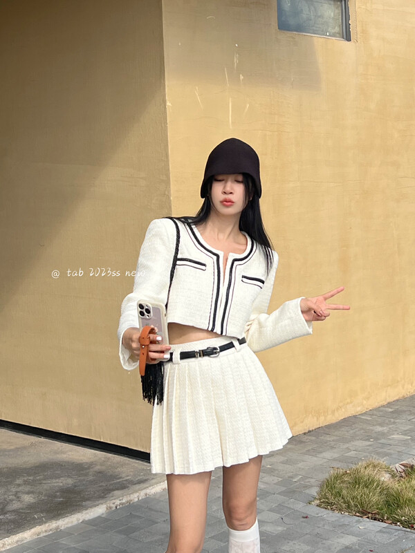 2023 early spring new style! 【TABMINI】Small Xiangfeng Contrasting Color Short Short Jacket C19014-LF# LXC
