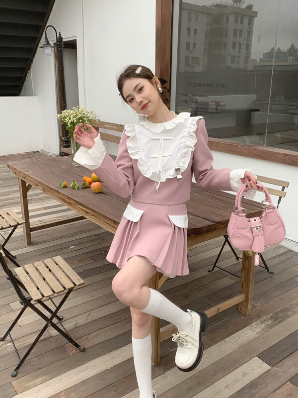 【FEI MAO】Sweet suit skirt two-piece female Korean fashion casual suit Z-9099