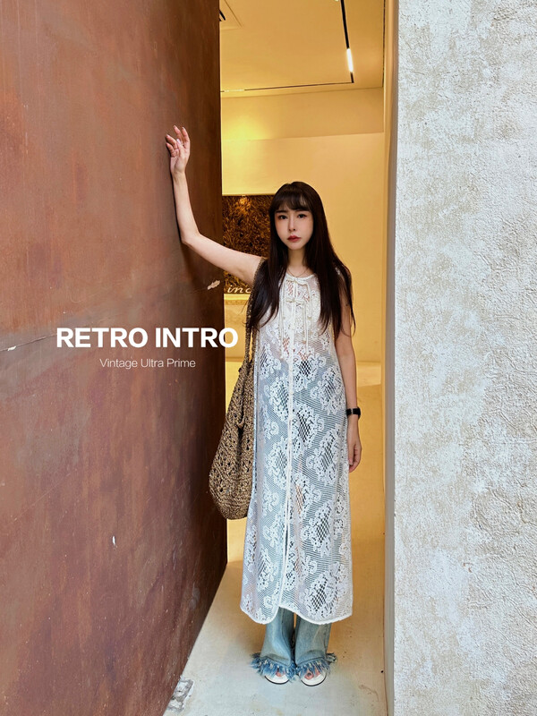 [RIN] Niche design style loose slim button sleeveless dress R30010# CLS