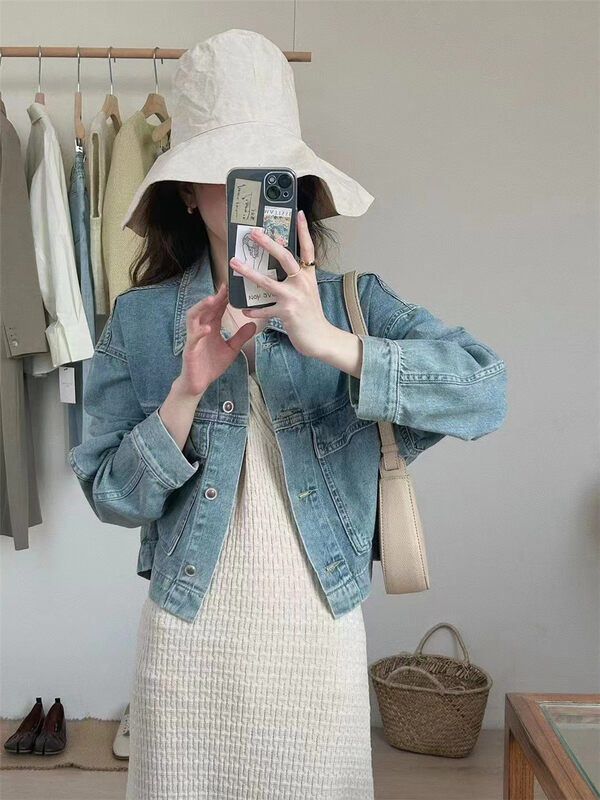 Live ⑦! 2023 early spring new! [CLEAN SPACE] Harajuku style all-match casual western style denim jacket 33872# CLS