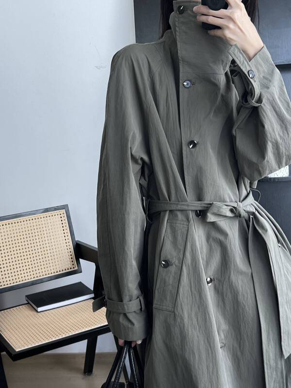2023 early spring new! 【CLEAN SPACE】Korean style hooded high collar side breasted windbreaker 36052# CLS