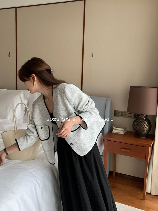 【RS】French style long-sleeved jacket + suspenders Xiaoxiang dress suit LL1218# FHX