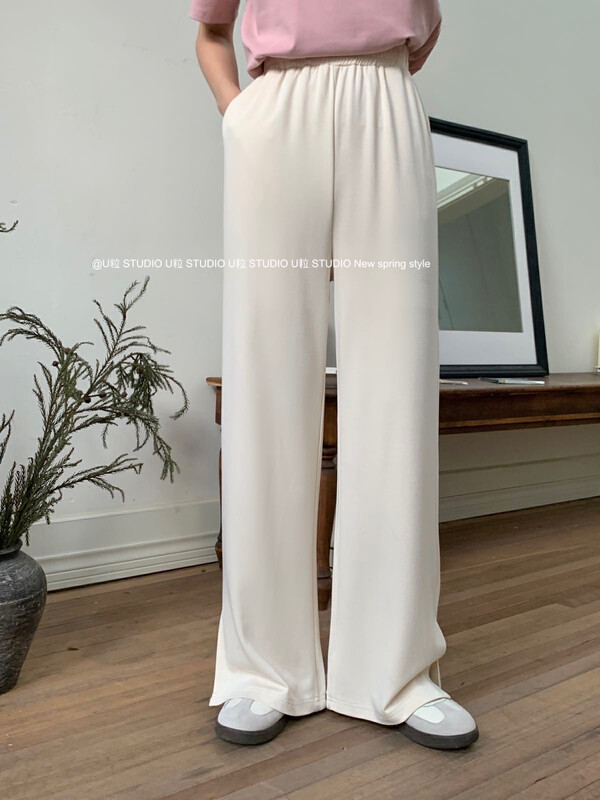 [U grain] early spring new cupro side slit casual pants 3035