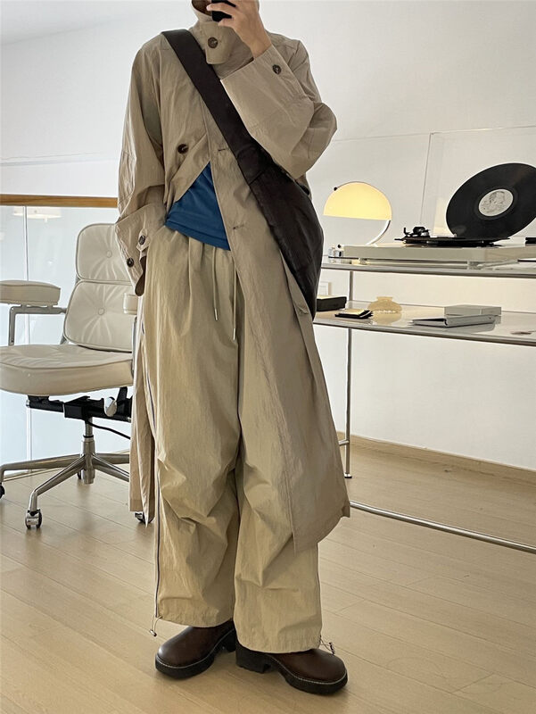 2023 early spring new!【CLEAN SPACE】Casual fashion double-breasted long windbreaker 33897# CLS