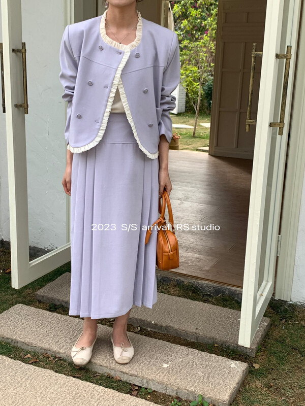 2023 early spring new style!【RS】Color-coloured funky short coat + mid-length skirt suit KL8213# FHX