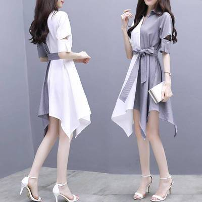 2023 spring dress summer new Korean version slim mid-length skirt irregular splicing skirt