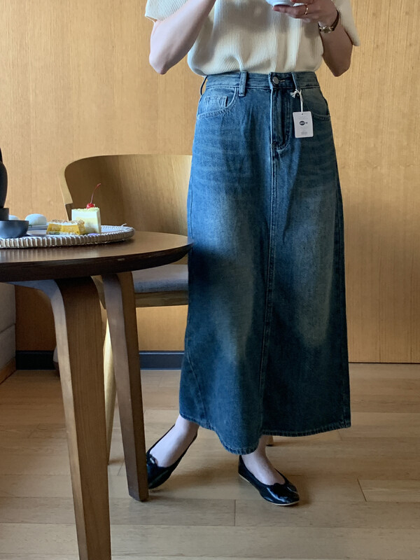 2023 early spring new! [MEET ME] high waist loose comfortable all-match denim skirt (skirt only) 61636# L