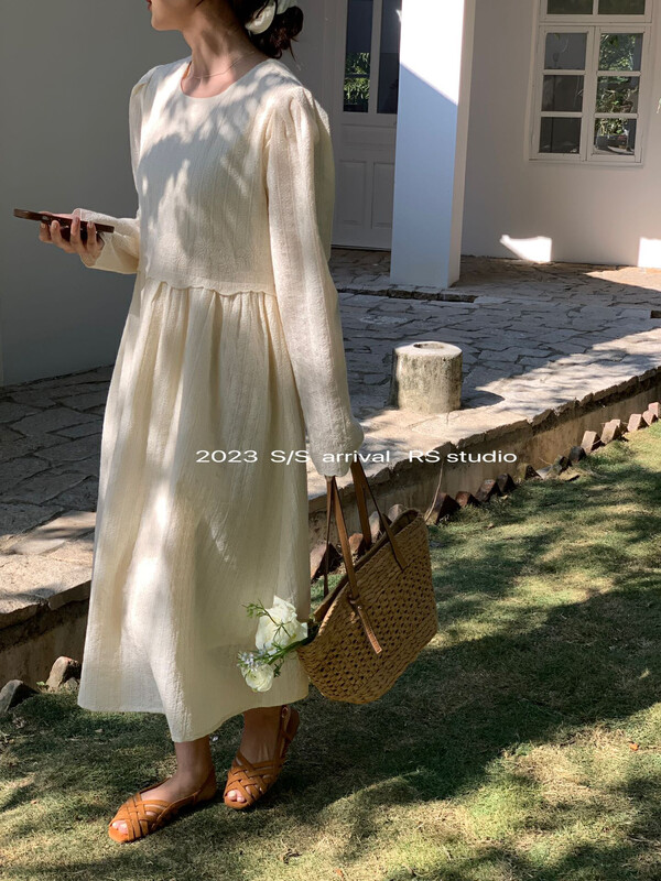 2023 early spring new!【RS】Korean style embroidery waist dress KL8220# FHX