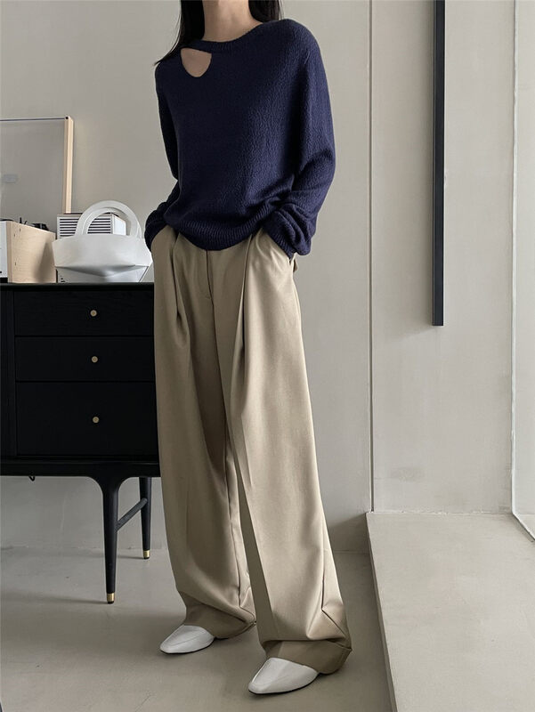 2023 early spring new! [CLEAN SPACE] high waist straight wide leg all-match casual pants 36029# CLS