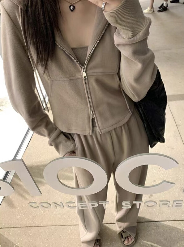 23年早春新款!【JH】新款網紅連帽衛衣外套+休閒闊腿衛褲套裝  43528#  PCZ