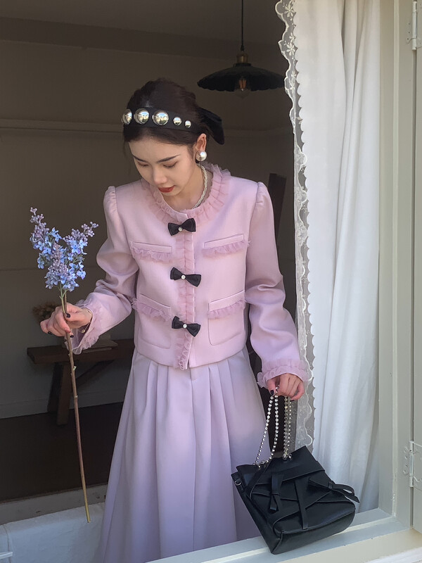 【FEI MAO】Korean style Xiaoxiang style loose single-breasted goddess fan fungus lace short coat Z-9064
