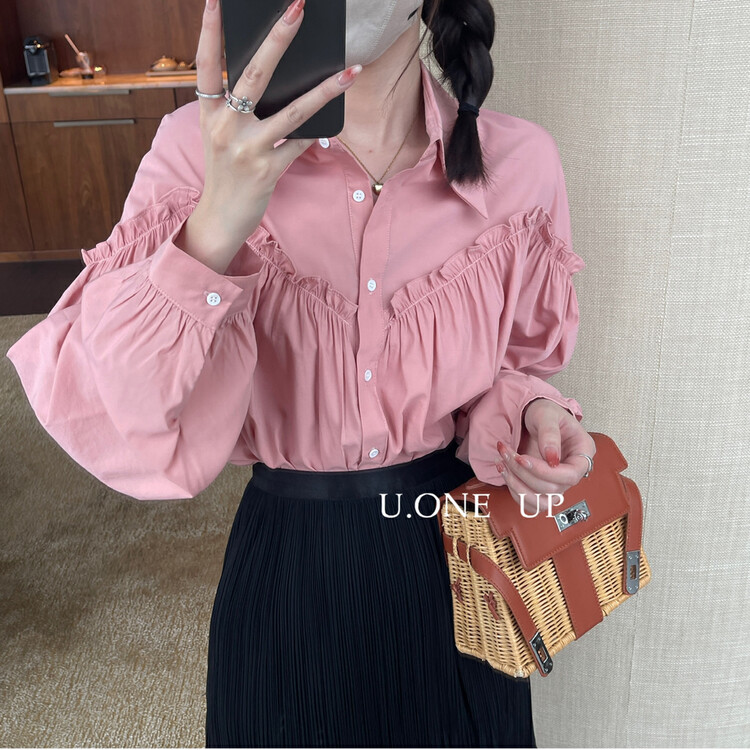 2023早春新款!【UONE】溫柔感木耳邊襯衫  98980#  LSL