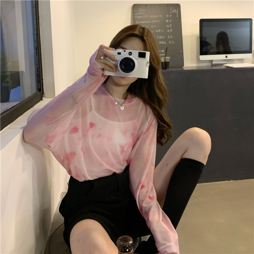 Sunscreen Clothing Women's Summer Long sleeved Shirt Thin Perspective Design Sense Korean Unique Top 2022 New Sweet and Spicy Style