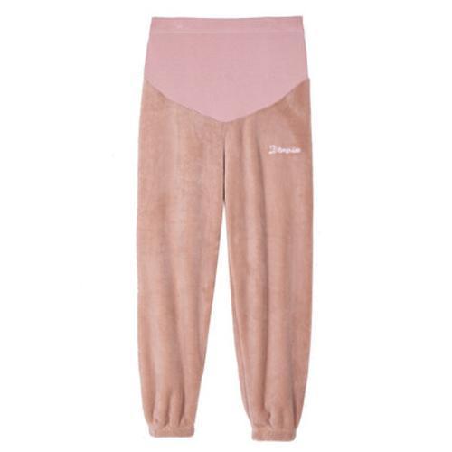 Pregnant women's warm pants spring and autumn winter thickened plus velvet coral fleece home long pants pajama pants flannel warm pants