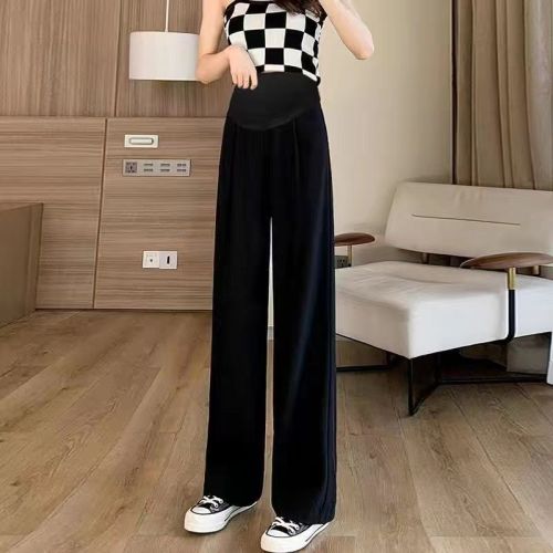 Adjustable pregnant women's trousers women's spring, autumn and winter models plus velvet thickened wide-leg trousers for casual suit leggings