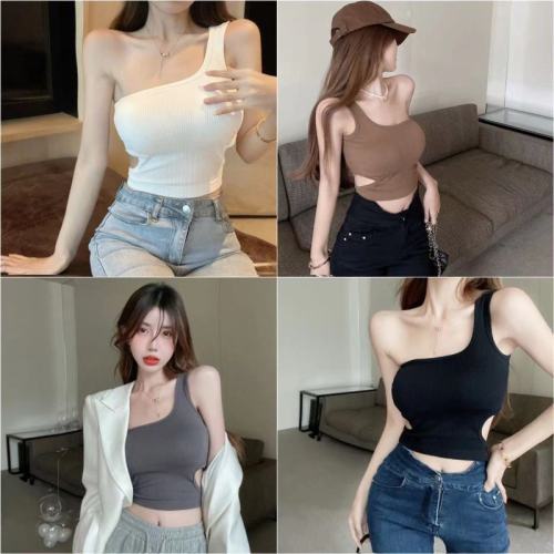 real shot!  net price!  Sexy hot girl waistless short top women's unique design sense inner bottoming shirt with chest pad