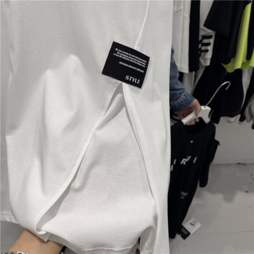 Net price 6535 cotton pull frame summer dress design sense hem slit short-sleeved T-shirt women's top