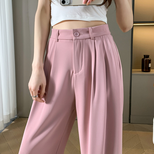 Real shot suit wide-leg pants women's 2023 spring and summer new high waist vertical suit pants small man mopping pants
