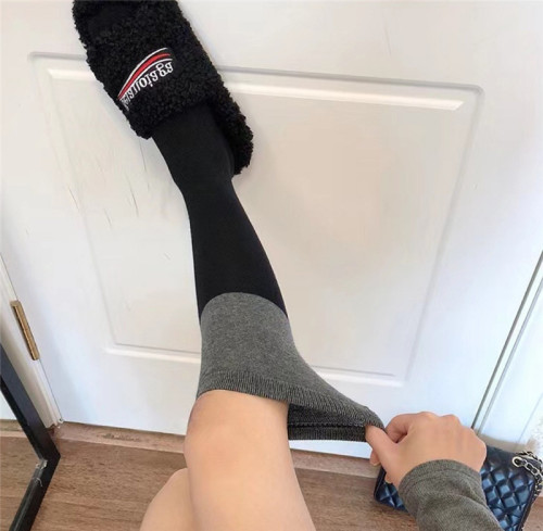 No price reduction color matching socks mid-tube black gray stitching long tube over-the-knee thigh socks black calf socks