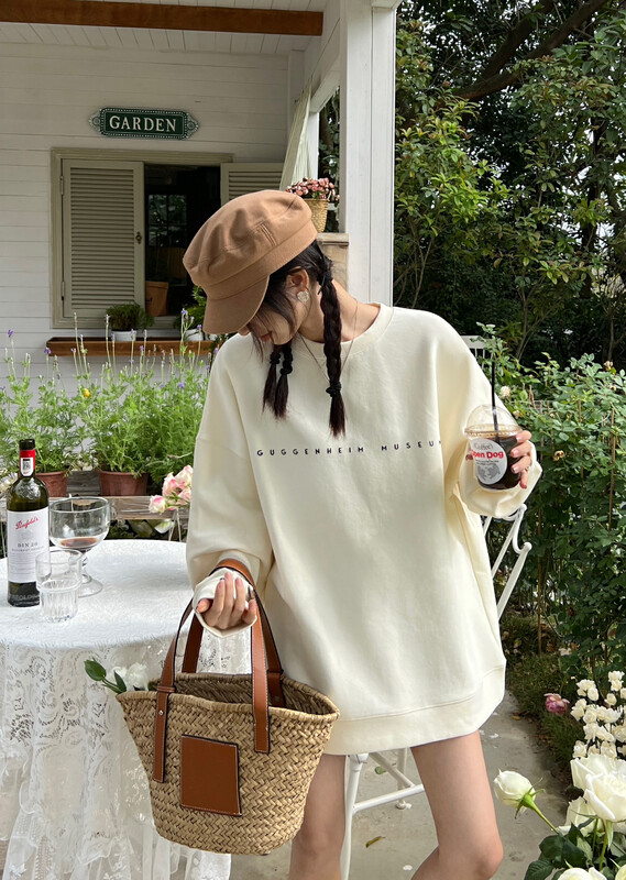 【KEYBOARD】Simple letter printing flocking pullover sweater C-2915# LSL