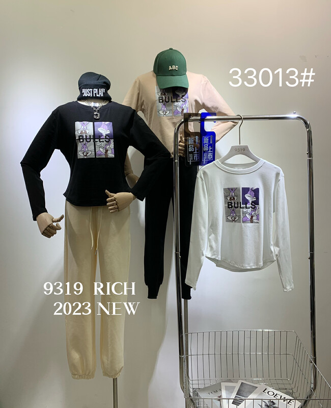 2023早春新款!【9319】卡通印花休閒復古長袖T恤  33013#  L