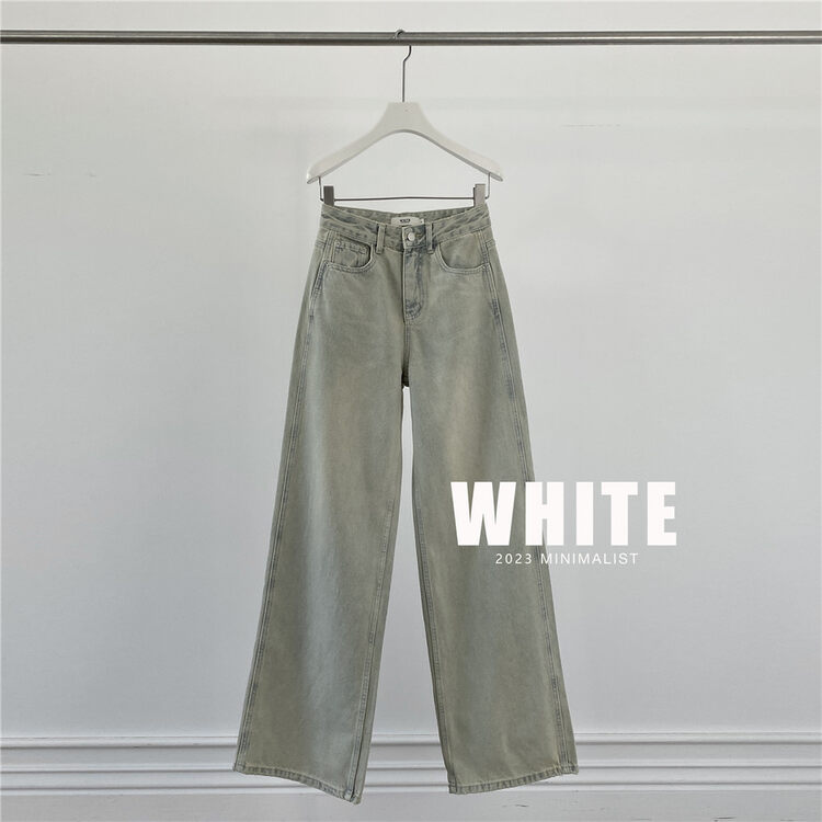 2023早春新款!【WHITE】簡約直筒顯瘦牛仔褲  K77151#  LFY