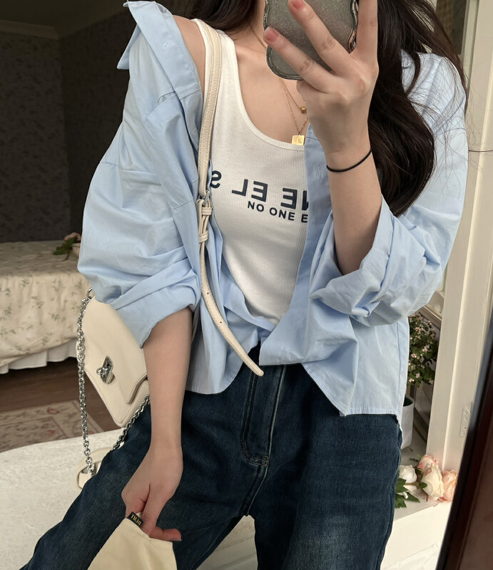 2023春款新款!【MISS KOREA】韓版假兩件休閒款襯衫  2023015#  HBX
