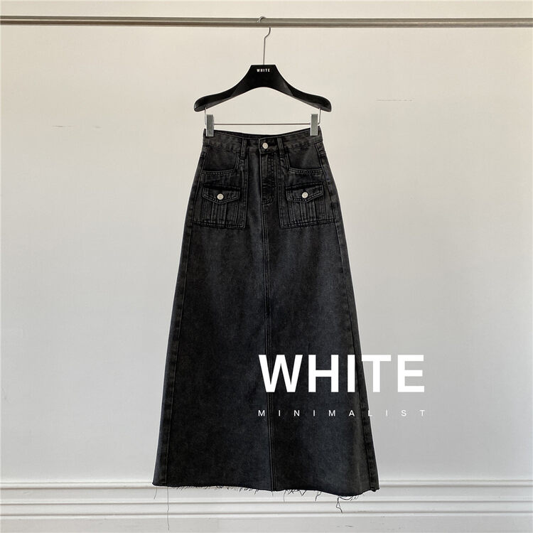 2023早春新款!【WHITE】A字復古顯瘦半身裙  D88896#  LFY
