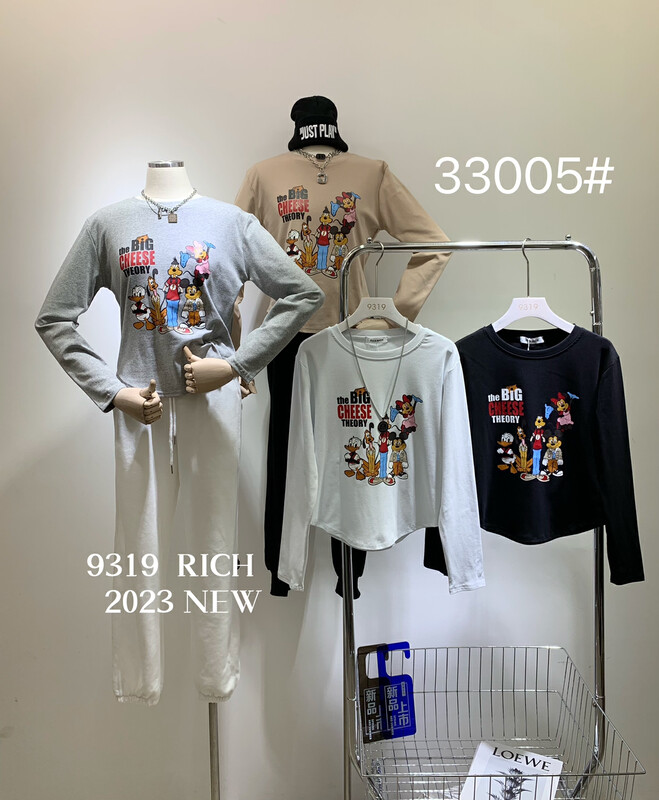 2023早春新款!【9319】米奇印花圓領長袖T恤  33005#  L