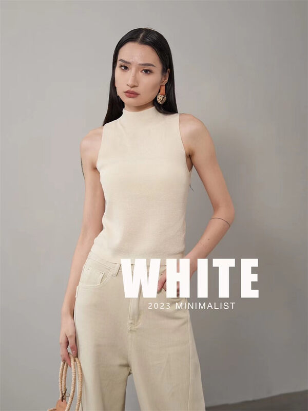 2023早春新款!【WHITE】高級極簡針織背心/吊帶  S77150#  LFY