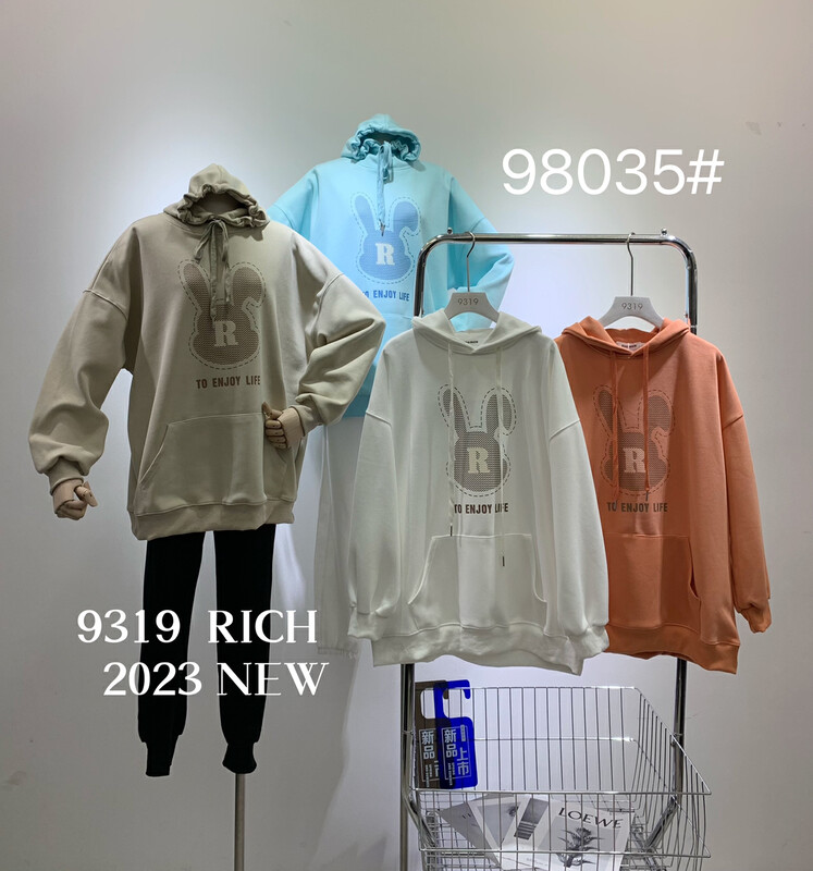 2023早春新款!【9319】兔子連帽寬鬆韓系衛衣  98035#  L