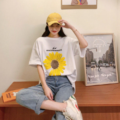 Little Daisy short-sleeved t-shirt female 2023 new early spring summer loose net red ins tide