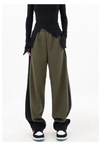 American style splicing contrast color harem pants women's spring and autumn new sweatpants drape casual wide-leg banana pants pants